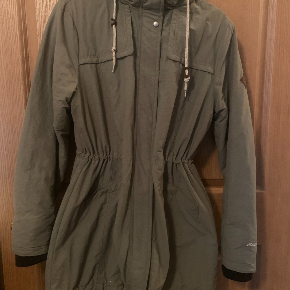 Eddie Bauer Ladder Creek High-Pile Parka Faux Fur Hood Cinch Waist, Sz Lg
